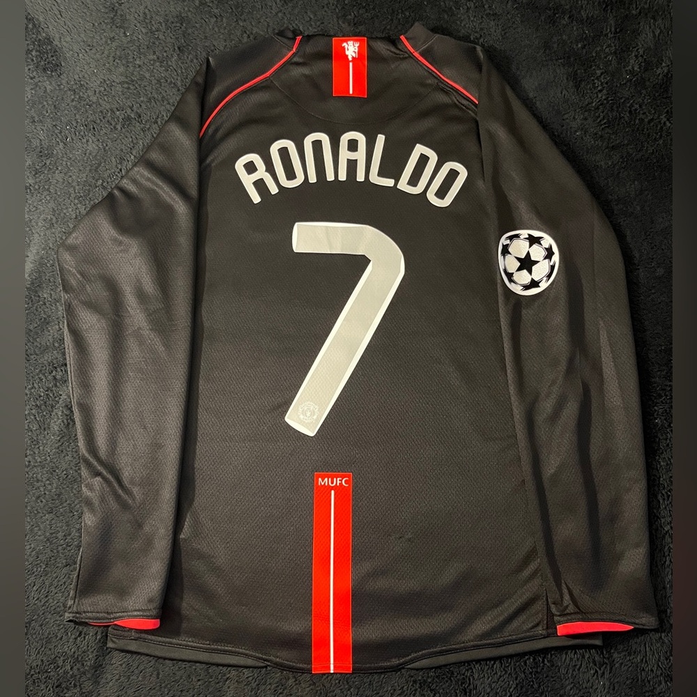 Ronaldo #7 Man United Jersey Away Black 2006/2007 UCL Manchester Longsleeve
